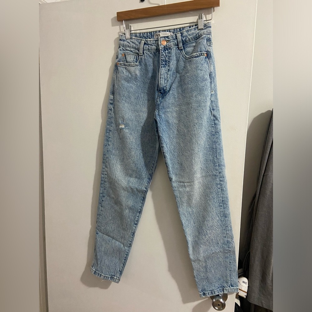 Zara Light Blue Straight Leg Jeans